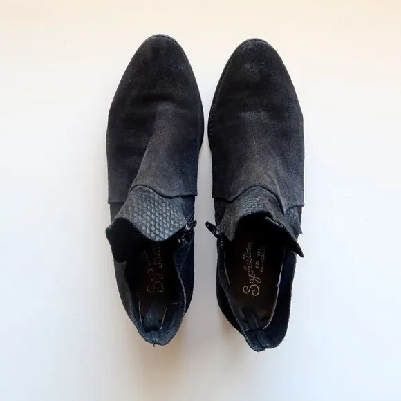 Seychelles Revolve Black Suede Leather Block Heel Ankle Boots / Booties Size 8.5