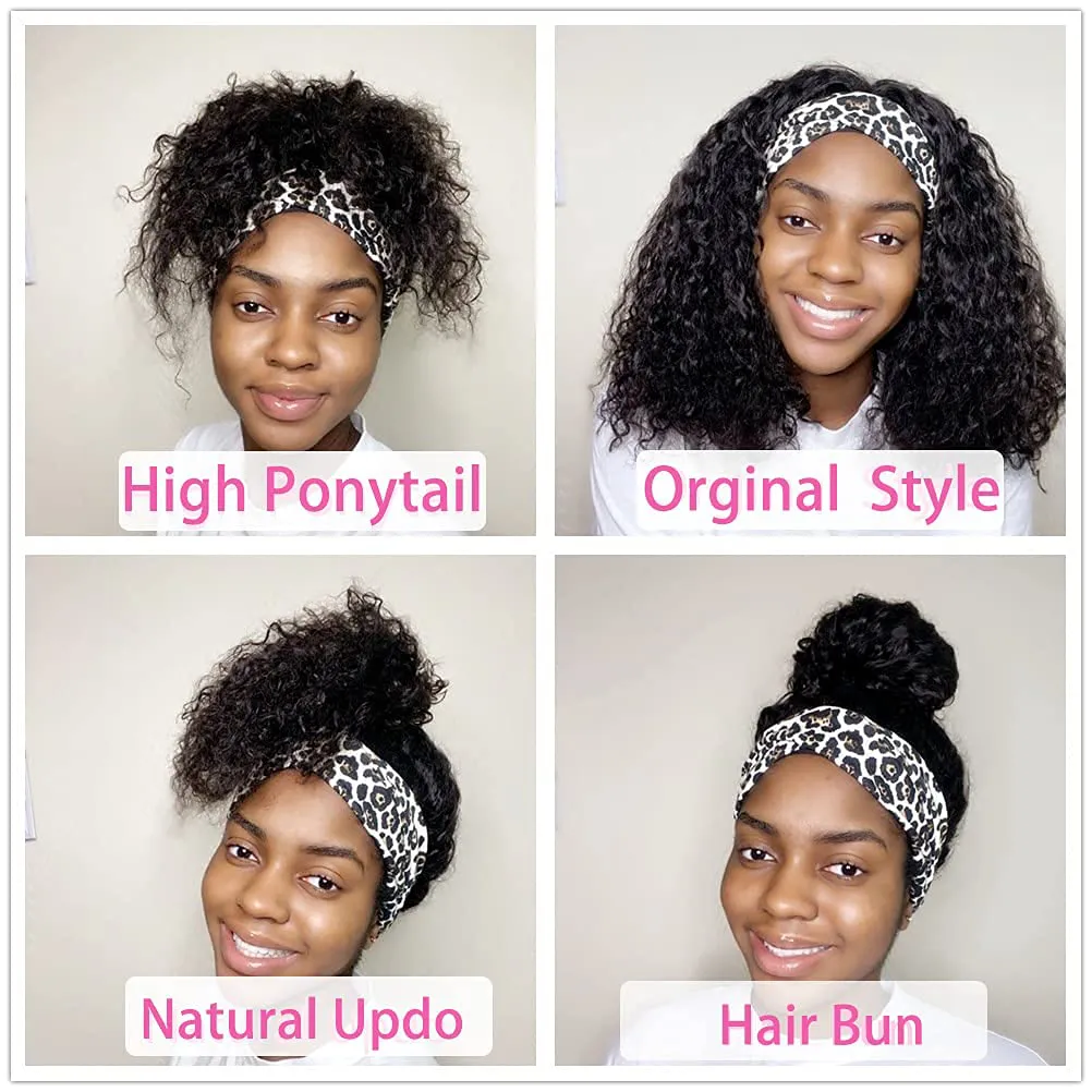 Short Bob 12 Inch Human Hair Headband Wig | Natural Black Color