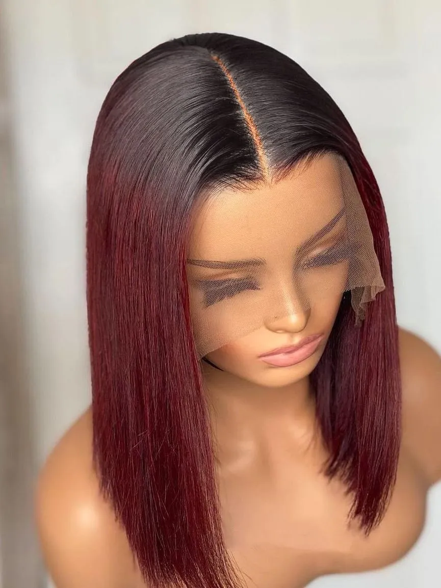 Short Bob 13x4 Lace Human Hair Wig|1B 99J