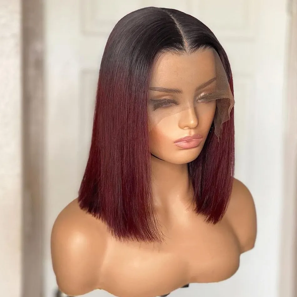 Short Bob 13x4 Lace Human Hair Wig|1B 99J