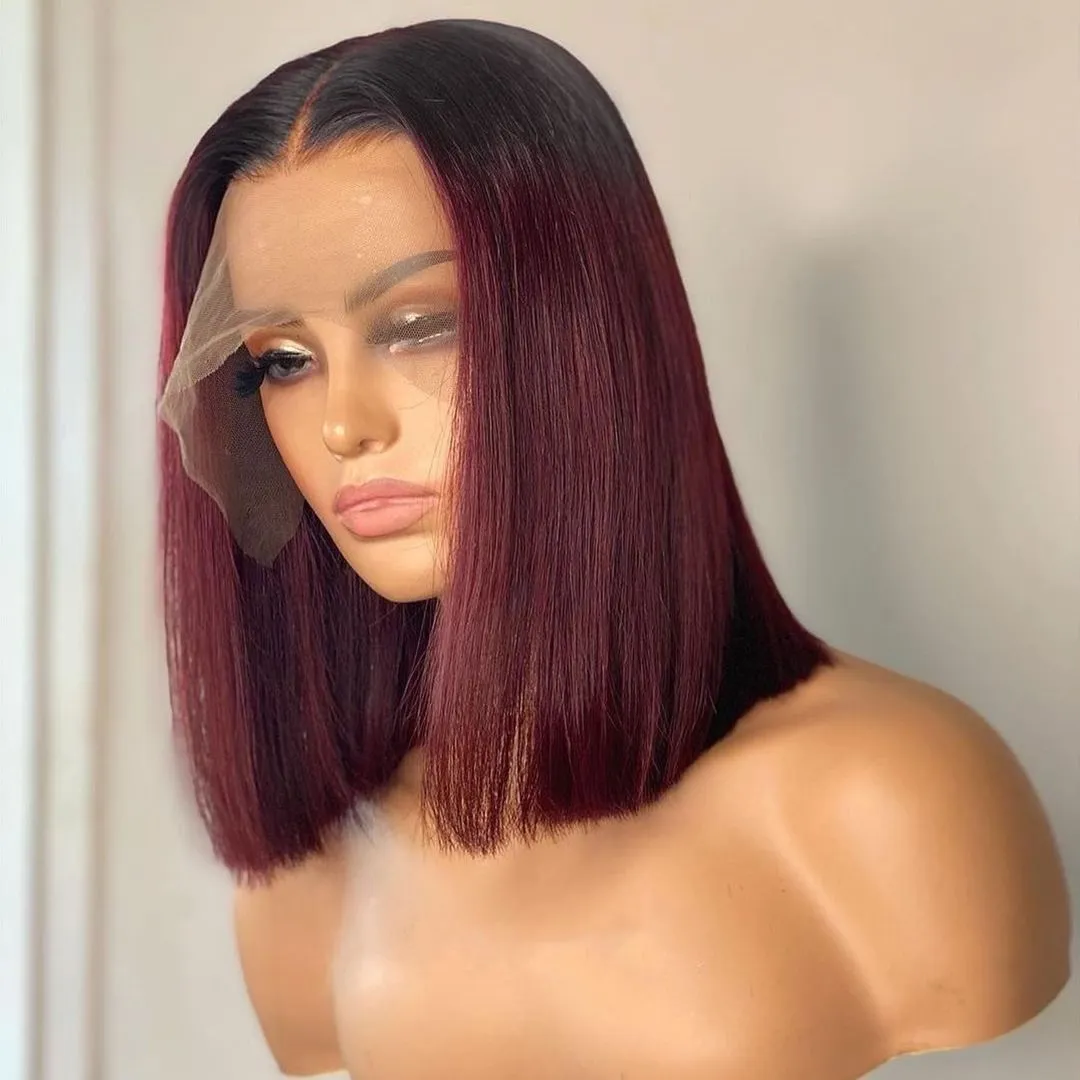 Short Bob 13x4 Lace Human Hair Wig|1B 99J