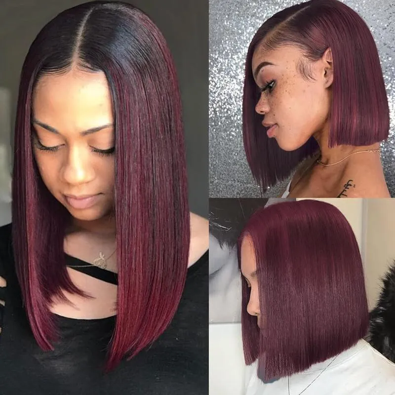 Short Bob 13x4 Lace Human Hair Wig|1B 99J