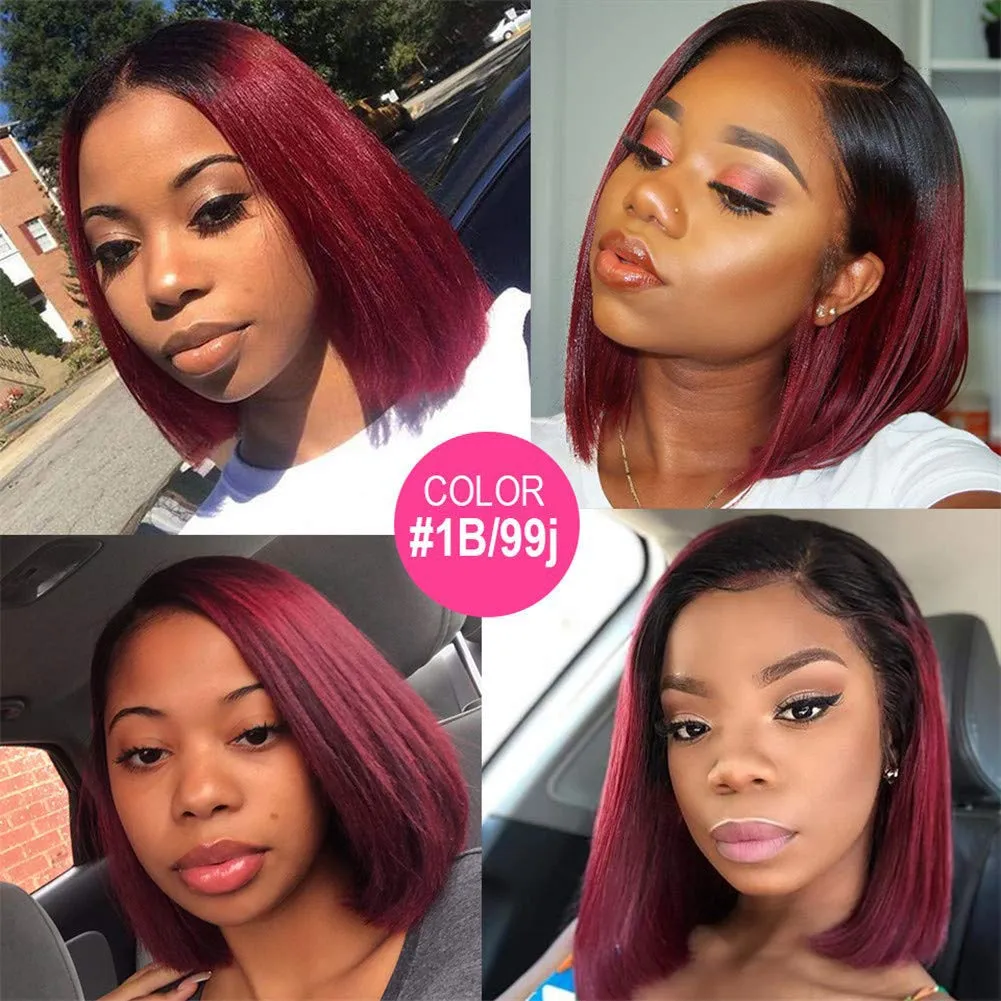 Short Bob 13x4 Lace Human Hair Wig|1B 99J