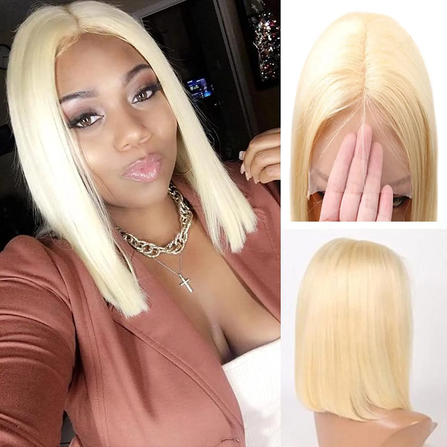 Short Bob 613 Human Hair Wig 4x4 HD lace Wig
