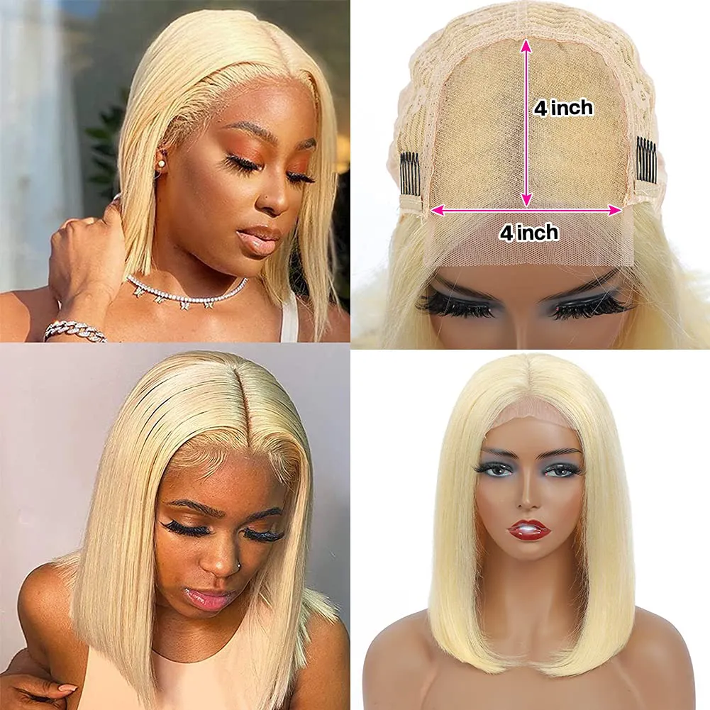 Short Bob 613 Human Hair Wig 4x4 HD lace Wig