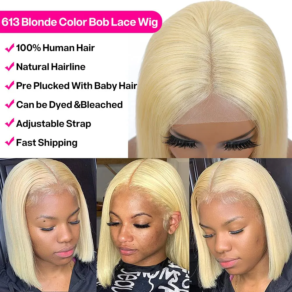 Short Bob 613 Human Hair Wig 4x4 HD lace Wig