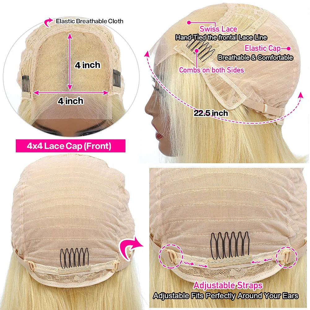 Short Bob 613 Human Hair Wig 4x4 HD lace Wig