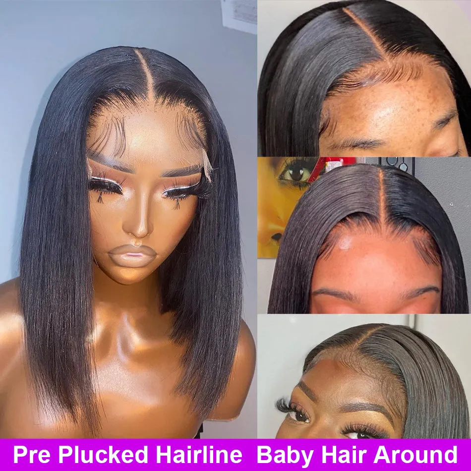 Short Bob Brazilian Remy Human Hair Pre-Plucked Wigs