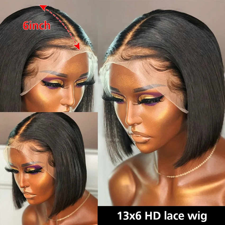 Short Bob Brazilian Remy Human Hair Pre-Plucked Wigs