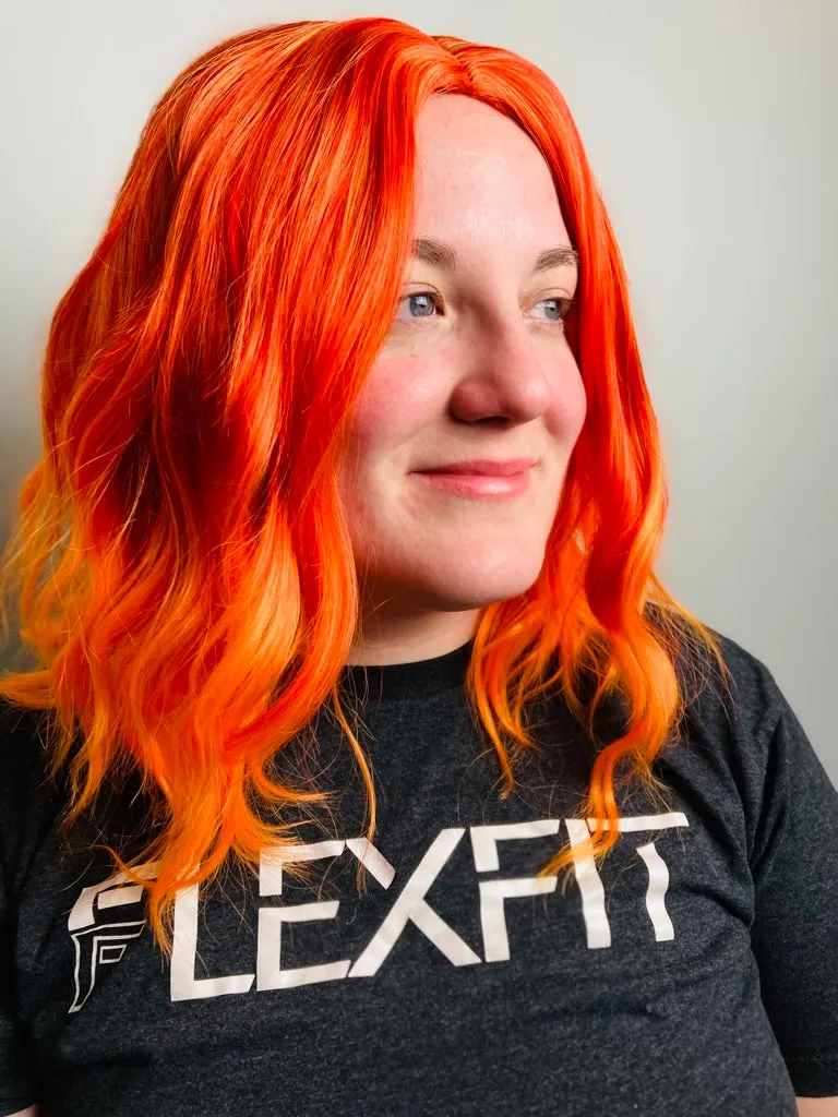 Short Bob Wavy Curly Orange Wig