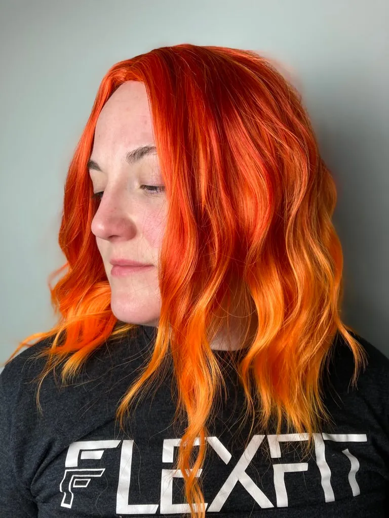 Short Bob Wavy Curly Orange Wig