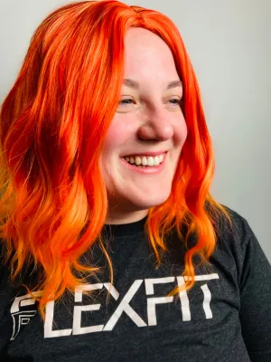 Short Bob Wavy Curly Orange Wig