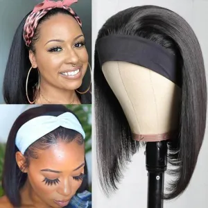 Short Straight Bob Headband Wig