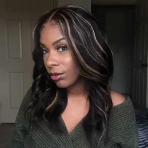 Shoulder Length Ombre Black Wigs For Women