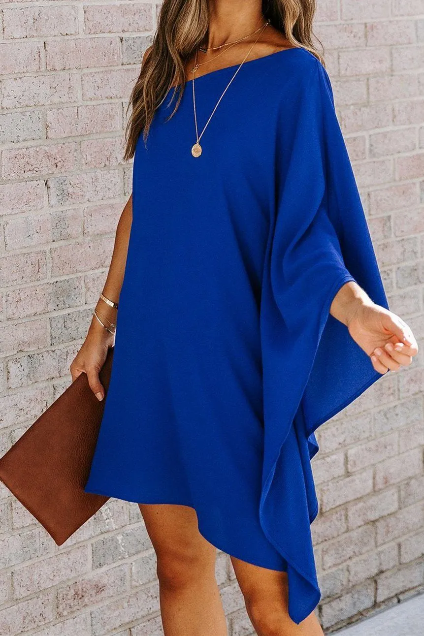 Side To Side One Shoulder Statement Dress - Blue
