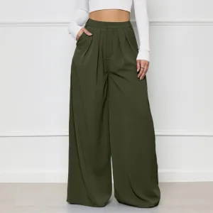 Silent Echoes High-Rise Pleated Wide Leg Palazzo Pants