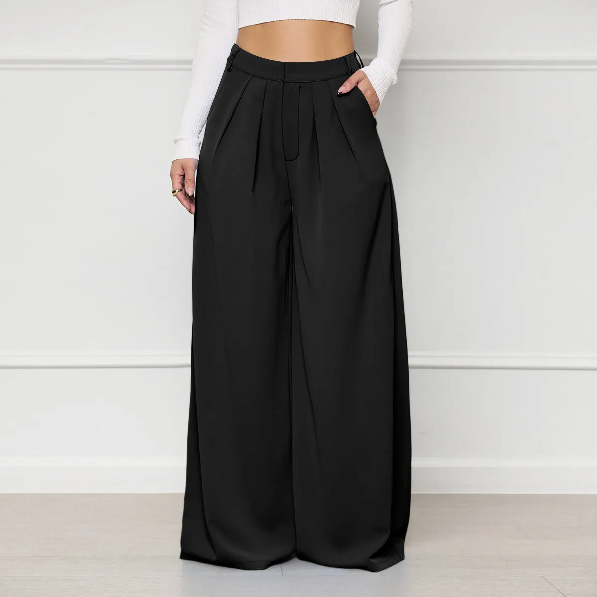 Silent Echoes High-Rise Pleated Wide Leg Palazzo Pants