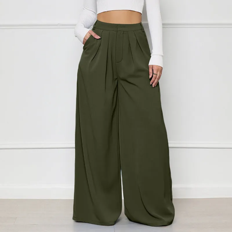 Silent Echoes High-Rise Pleated Wide Leg Palazzo Pants