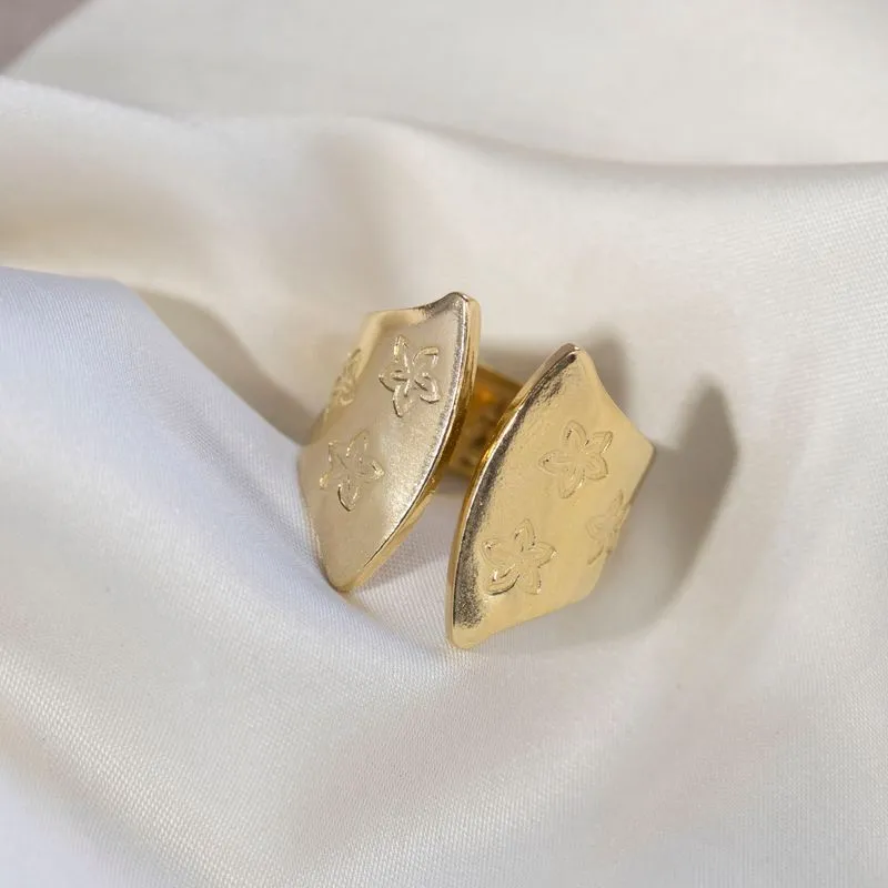Silver & Gold Plated Flowers thick ring