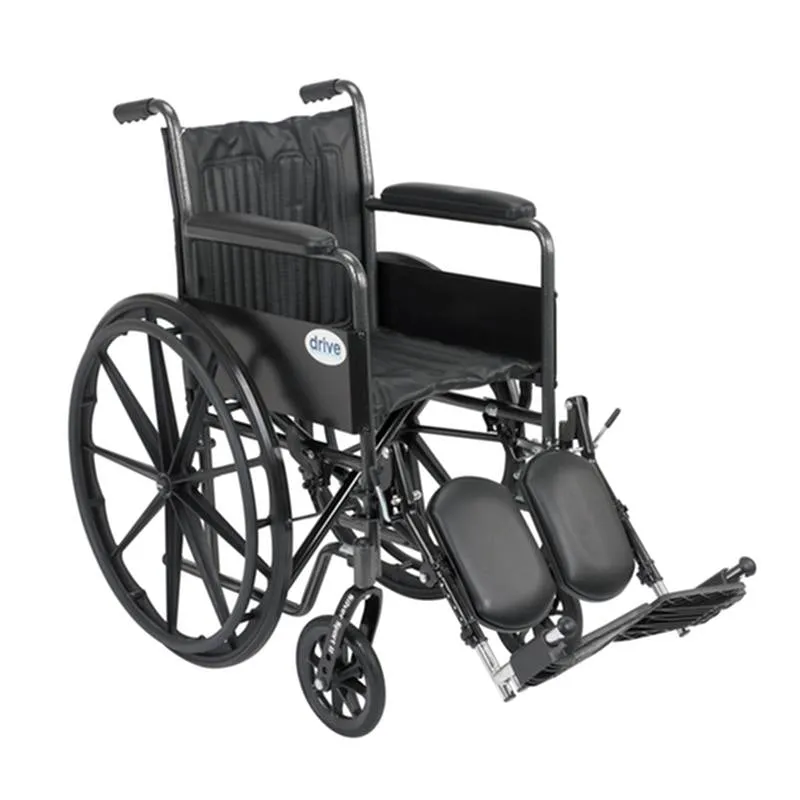 Silver Sport 2 Wheelchair, Non Removable Fixed Arms, Elevating Leg Rests, 18" Seat - 1 Each