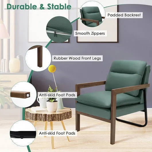 Single Sofa Chair with Extra-Thick Padded Backrest and Seat Cushion-Green - Colo
