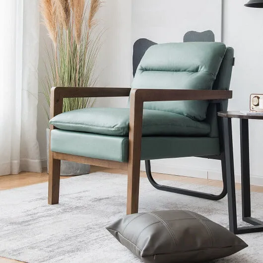 Single Sofa Chair with Extra-Thick Padded Backrest and Seat Cushion-Green - Colo