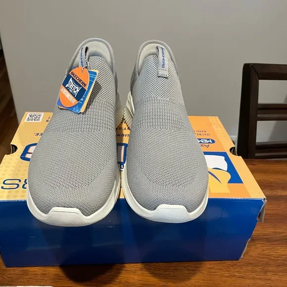 Skechers Gray Sneakers with Slip-On Design and Cushioned Midsole