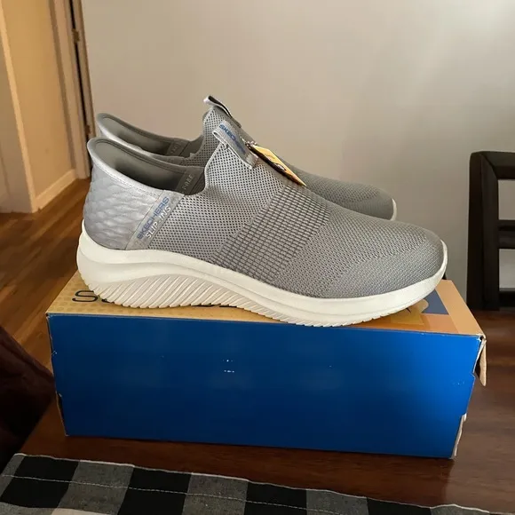 Skechers Gray Sneakers with Slip-On Design and Cushioned Midsole