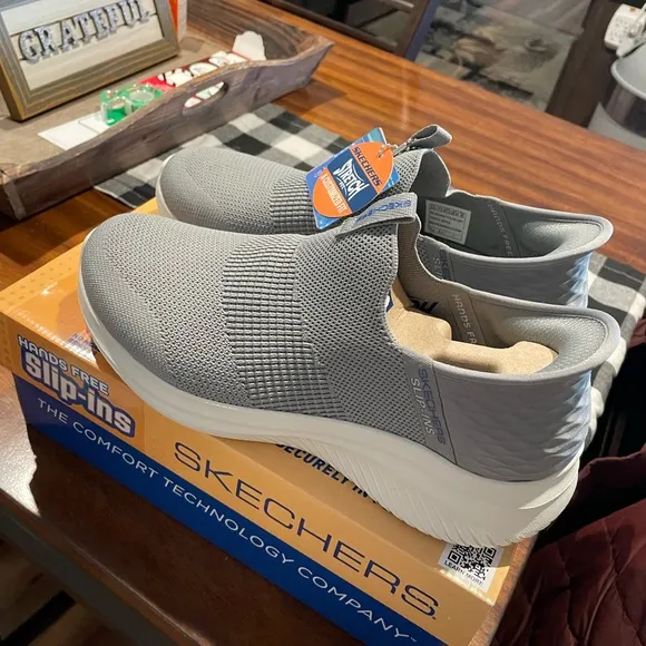 Skechers Gray Sneakers with Slip-On Design and Cushioned Midsole