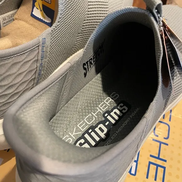 Skechers Gray Sneakers with Slip-On Design and Cushioned Midsole
