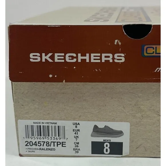 Skechers Proven Ralenzo Mens 8 Taupe Comfort Walking Shoes Sneakers 204578 / TPE