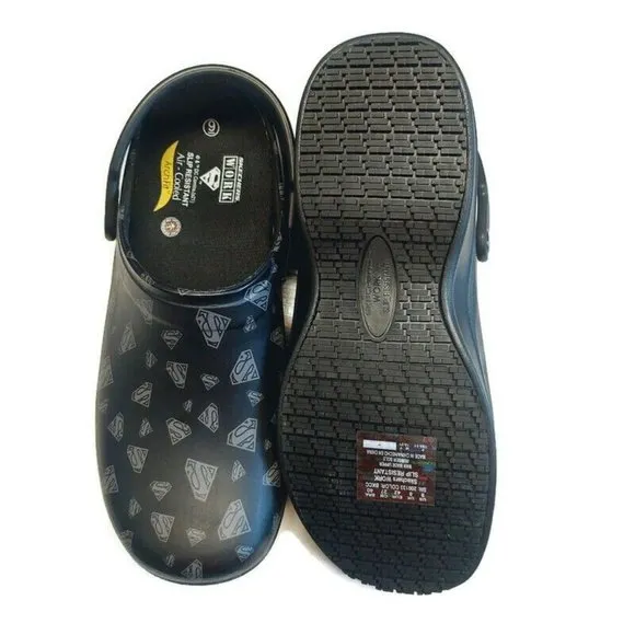 Skechers SUPERMAN Slip On Work Safety Shoes Mens Size 9 Slip Resistant Black