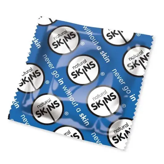 Skins Natural Lubricated Vanilla Flavoured Latex Condoms X50 (blue)