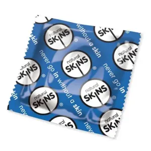 Skins Natural Lubricated Vanilla Flavoured Latex Condoms X50 (blue)