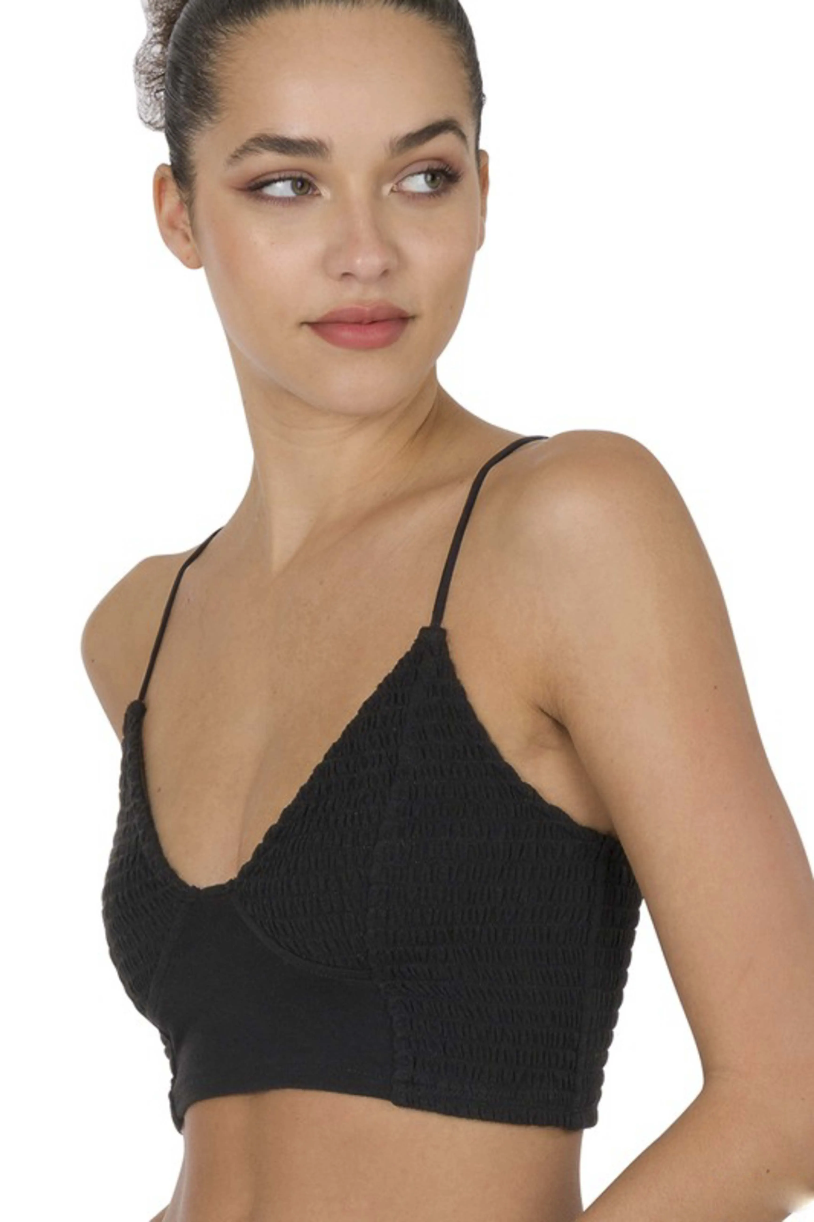 SMOCKED TRIANGLE BRALETTE - 2 COLORS