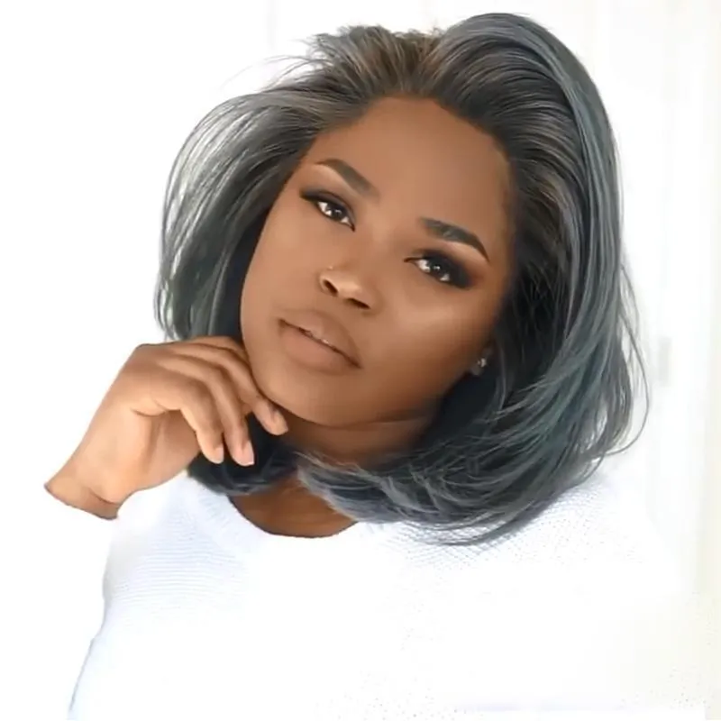 Smokey blue/gray bob party wig