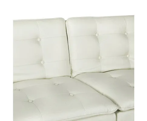 Sofa Bed 192CM Beige Faux Linen Fabric