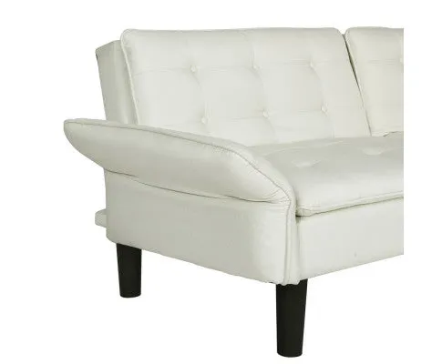 Sofa Bed 192CM Beige Faux Linen Fabric