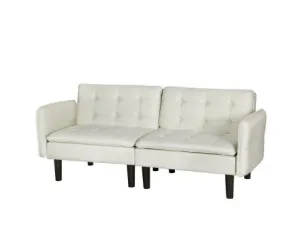 Sofa Bed 192CM Beige Faux Linen Fabric