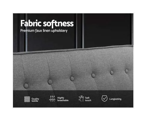 Sofa Bed Lounge 3 Seater Futon Couch Recline Chair Wooden 195cm Fabric