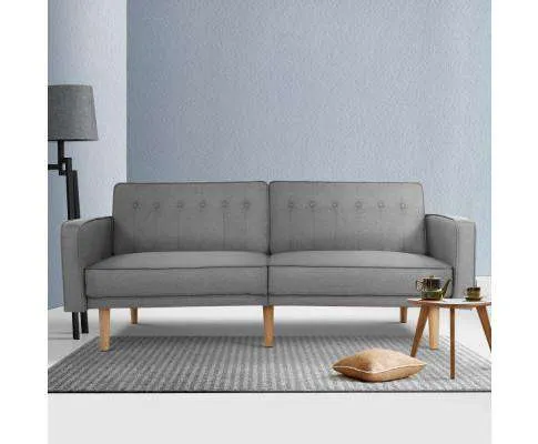 Sofa Bed Lounge 3 Seater Futon Couch Recline Chair Wooden 195cm Fabric