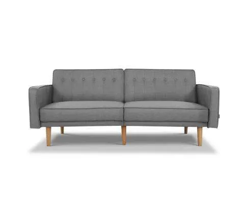 Sofa Bed Lounge 3 Seater Futon Couch Recline Chair Wooden 195cm Fabric