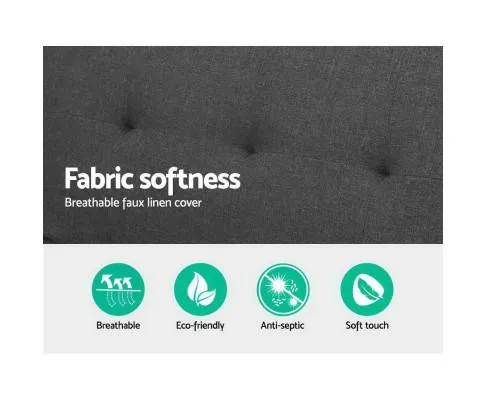 Sofa Bed Lounge Set Couch Futon 3 Seater Fabric Reliner 197cm Dark Grey