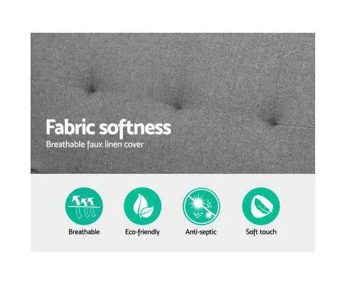 Sofa Bed Lounge Set Couch Futon 3 Seater Fabric Reliner 197cm Grey