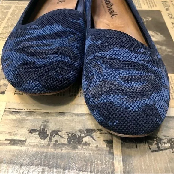 SOFTWALK SICILY COMFORT ROUND TOE WOVEN BALLET WIDE SLIP ON FLATS BLUE CAMO 11W