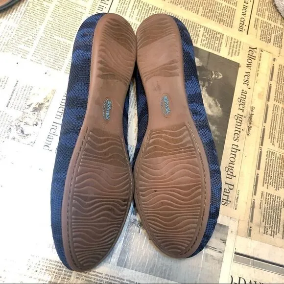 SOFTWALK SICILY COMFORT ROUND TOE WOVEN BALLET WIDE SLIP ON FLATS BLUE CAMO 11W