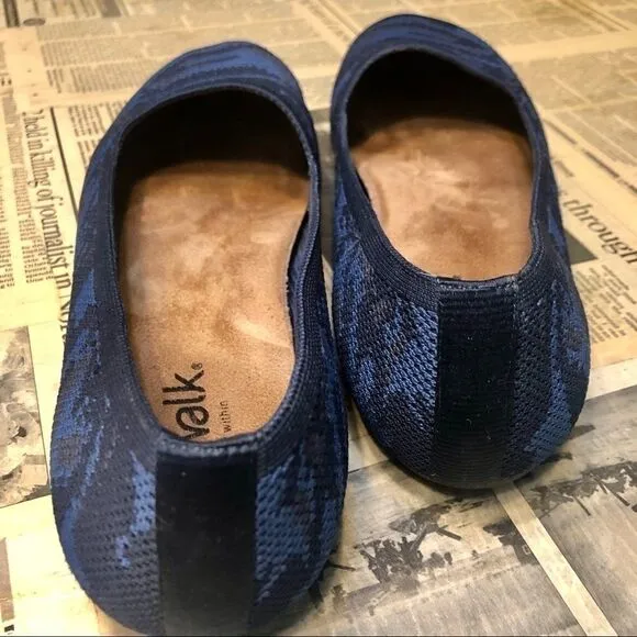 SOFTWALK SICILY COMFORT ROUND TOE WOVEN BALLET WIDE SLIP ON FLATS BLUE CAMO 11W