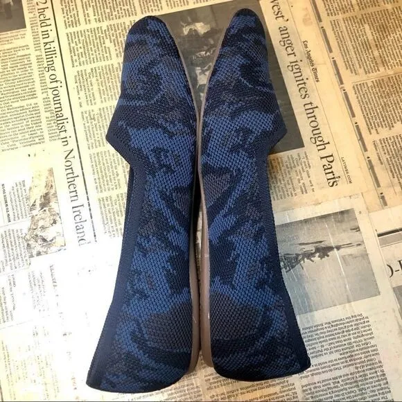 SOFTWALK SICILY COMFORT ROUND TOE WOVEN BALLET WIDE SLIP ON FLATS BLUE CAMO 11W