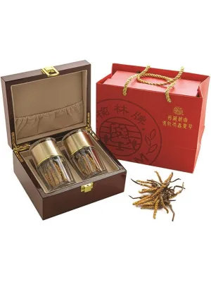 Solstice, Extra Large Cordyceps Sinensis, Wooden Box Set, 6 g per bottle x 2