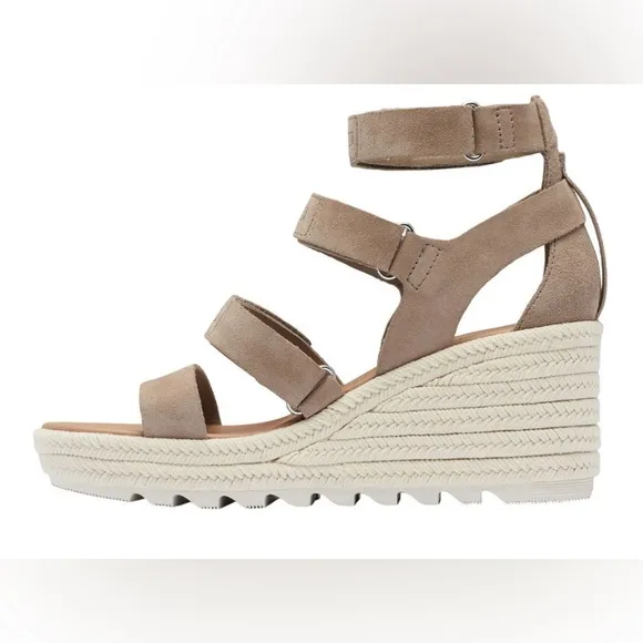 SOREL Cameron Wedge Multi-Strap Espadrilles Omega Taupe Sea Salt Size 6.5